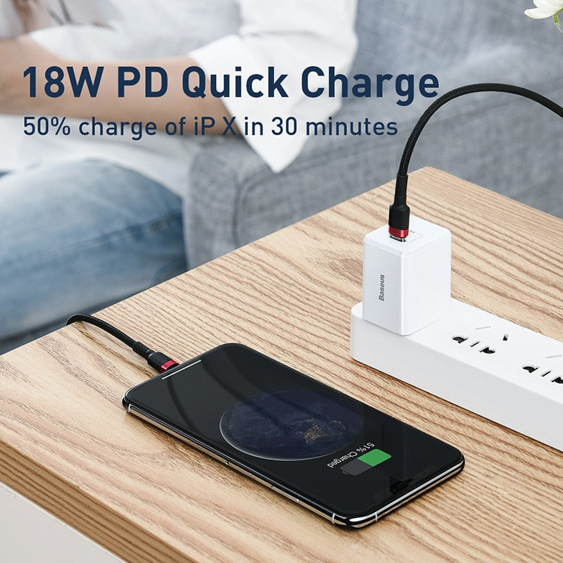 Baseus USB Type C to Lighting 18W PD Fast Charging Charger / Data Cord